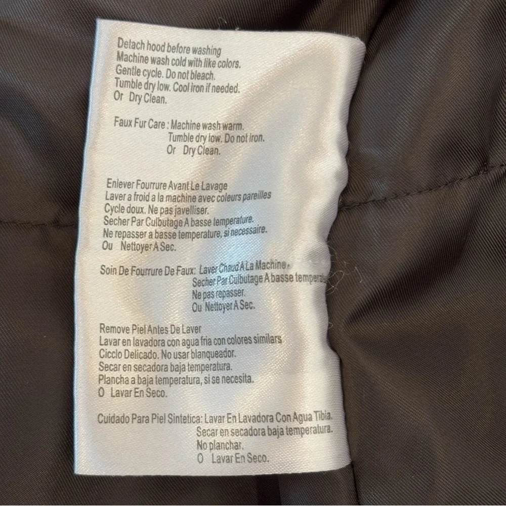 Michael Kors Zip Front Mid Length Parka Coat Removeable Hood Chocolate Brown S